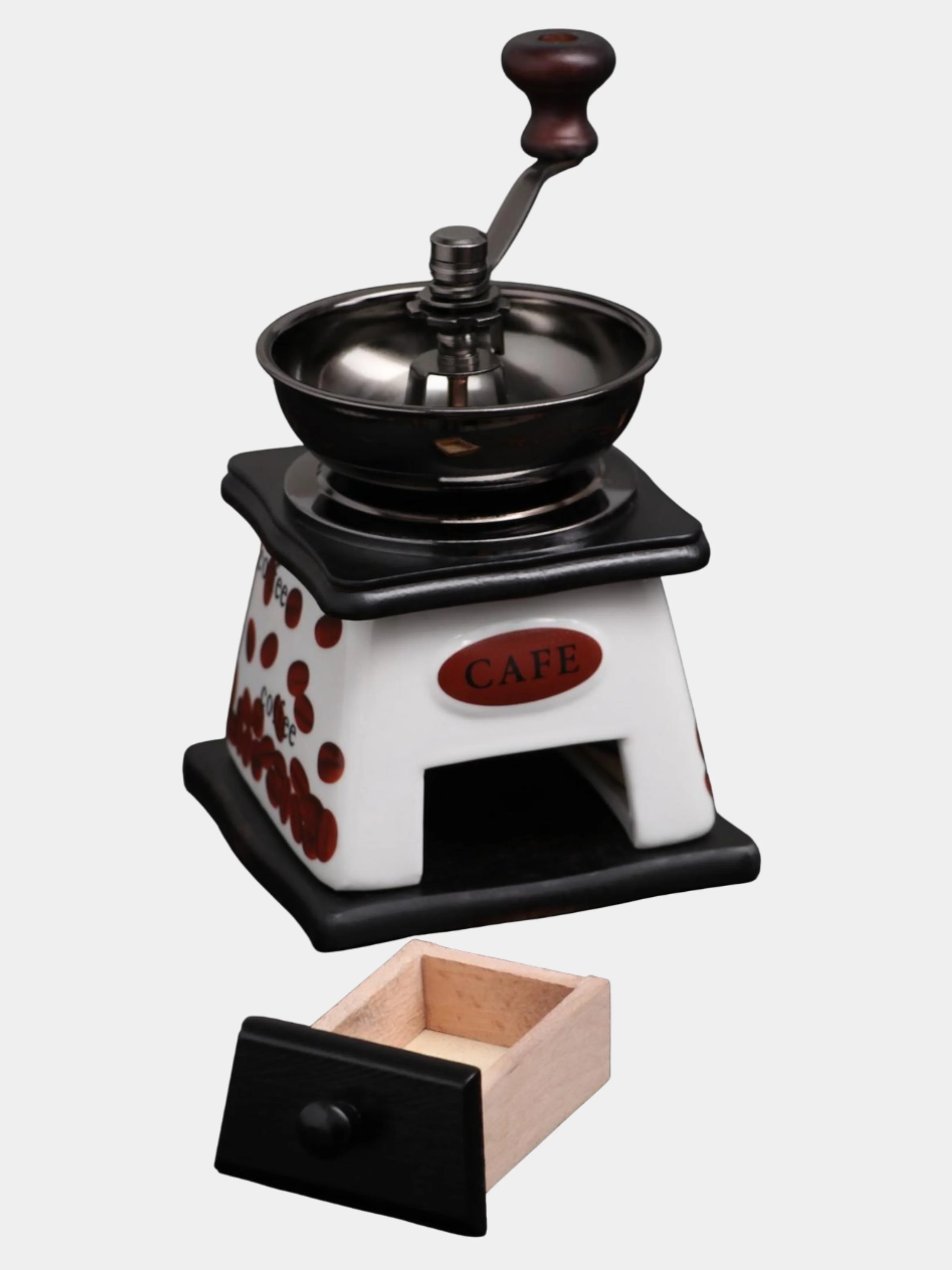 Кофемолка с ручкой Кофейные зерна, 9,516 см, цвет тёмное дерево