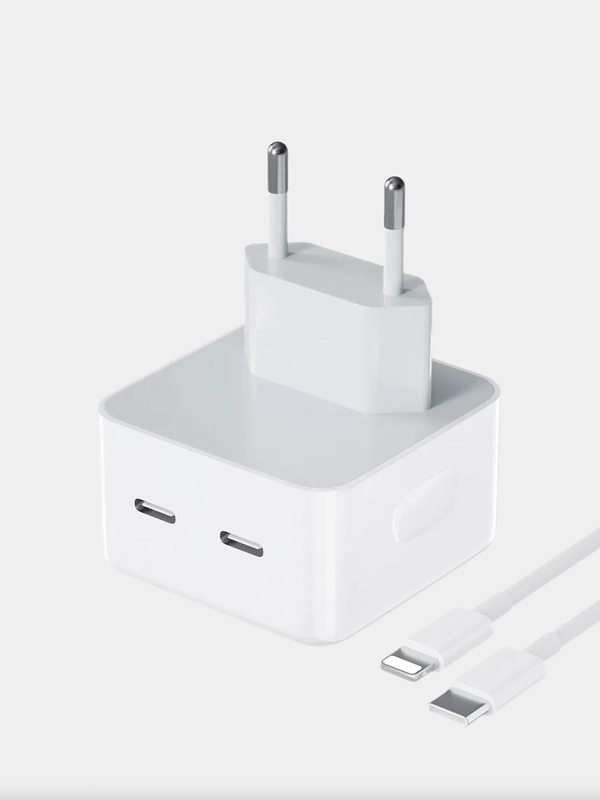 Двухпортовый адаптер питания USB-C мощностью 35 Вт для быстрой зарядки iPhone, Android