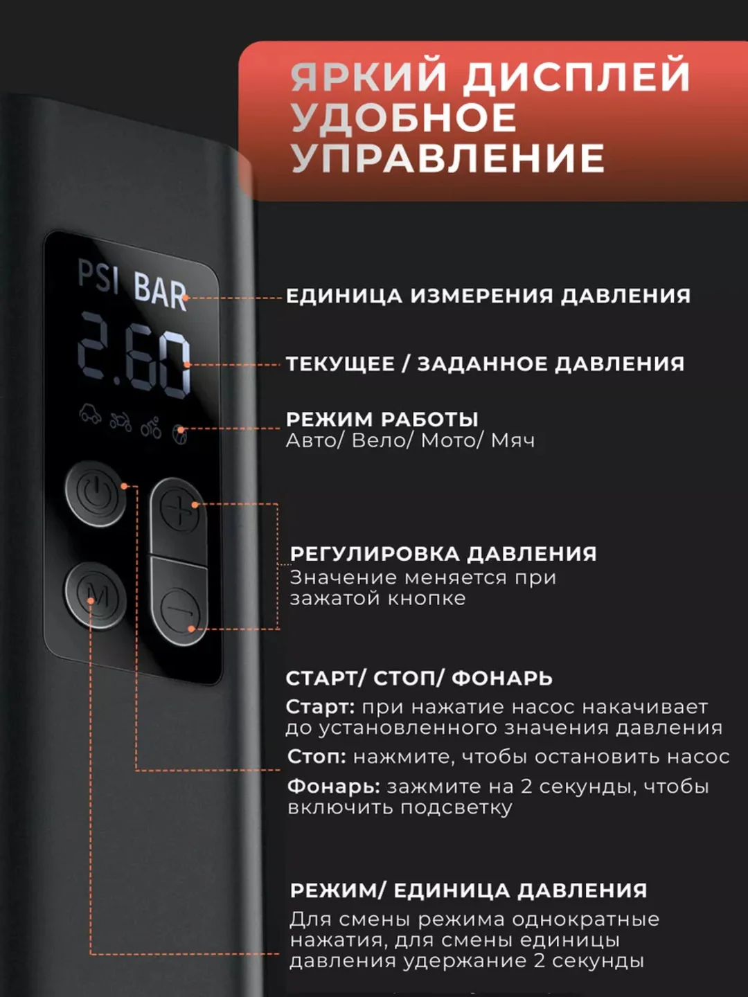 Автомобильный насос компрессор Baseus Super Mini Inflator Pump Black,BS-CG003, black
