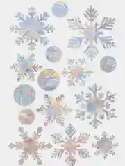 Серебряный новогодние радужные наклейки с эффектом призмы, снежинки. Набор из 2-х листов 20*30 см