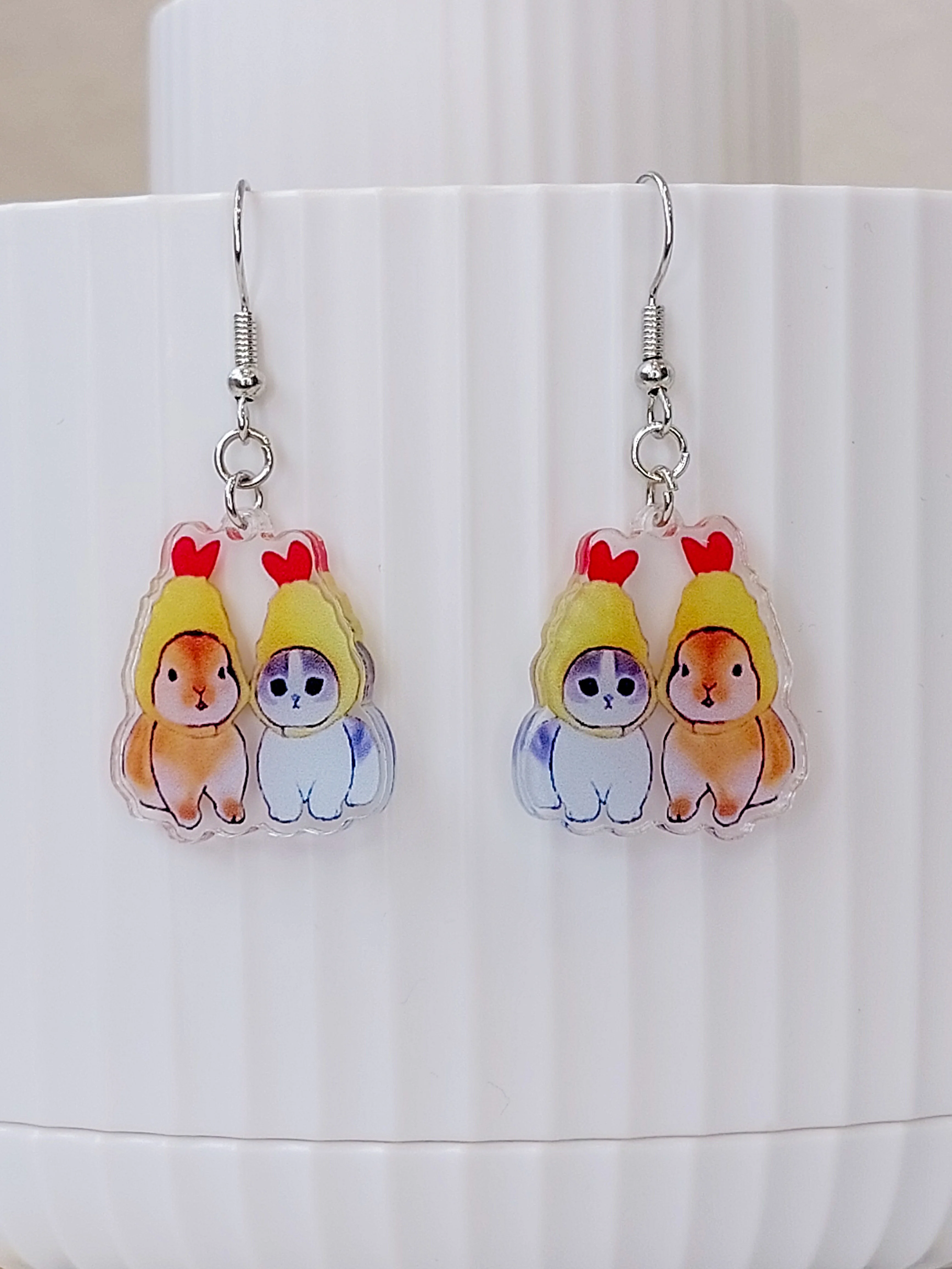 Серьги кот и кролик