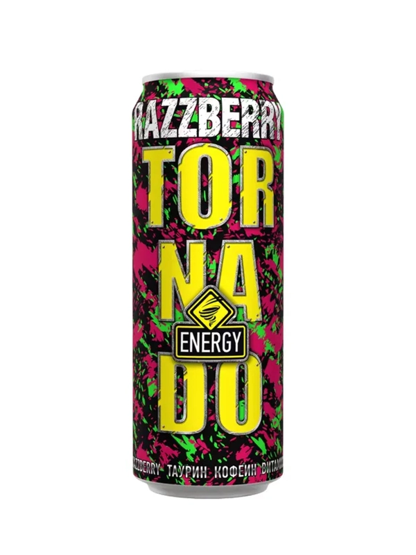 Напиток энергетический газированный б/а TORNADO Razzberry 0,45л ж/б
