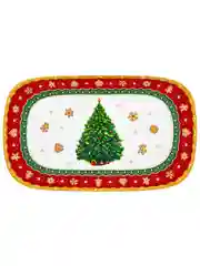 Блюдо прямоугольное 24х15х2,5 см Elan Gallery Новогодняя елка красный узор