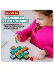 Настольная игра головоломка IQ САМОЦВЕТЫ ОСТРОВ СОКРОВИЩ Bondibon