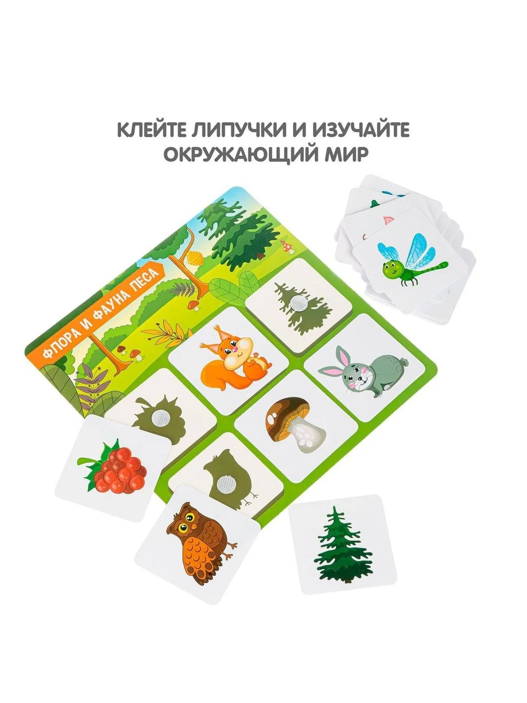 Развивающая игра на липучках для детей с карточками Bondibon