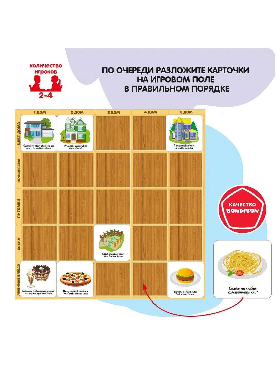 Настольная игра "Пять домов" Bondibon логическая развивающая головоломка