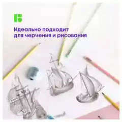 Карандаш ч/г Berlingo "Flexy Pastel" HB, с ластиком, трехгранный, заточен., ПВХ-бокс