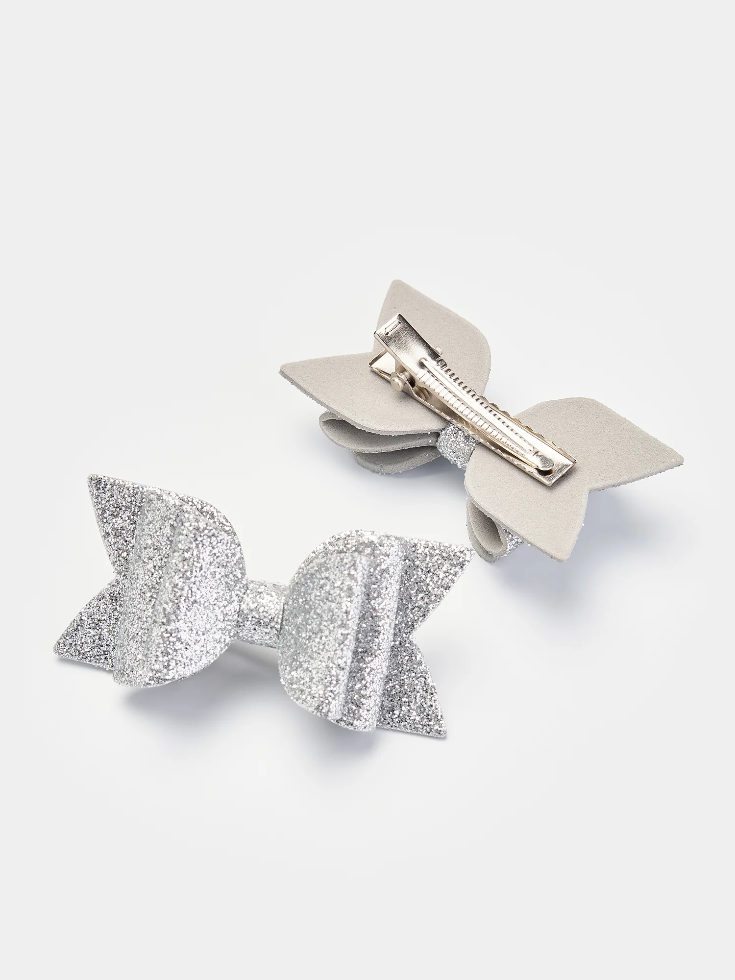 Серебряный детские заколки бантики новогодние