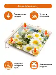 Белый весы электронные HOME ELEMENT HE-SC906 ромашковое поле