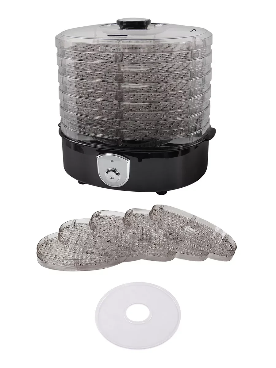 Черный сушилка для фруктов и овощей MARTA MT-1950 / 250W/ 5 регулируемых по высоте съемных секций