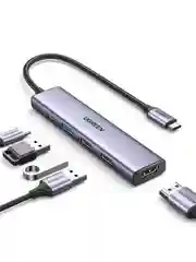 Серый конвертер многофункциональный UGREEN CM478 (15495) USB-C To HDMI+1xUSB30 A+2xUSB20 A+PD