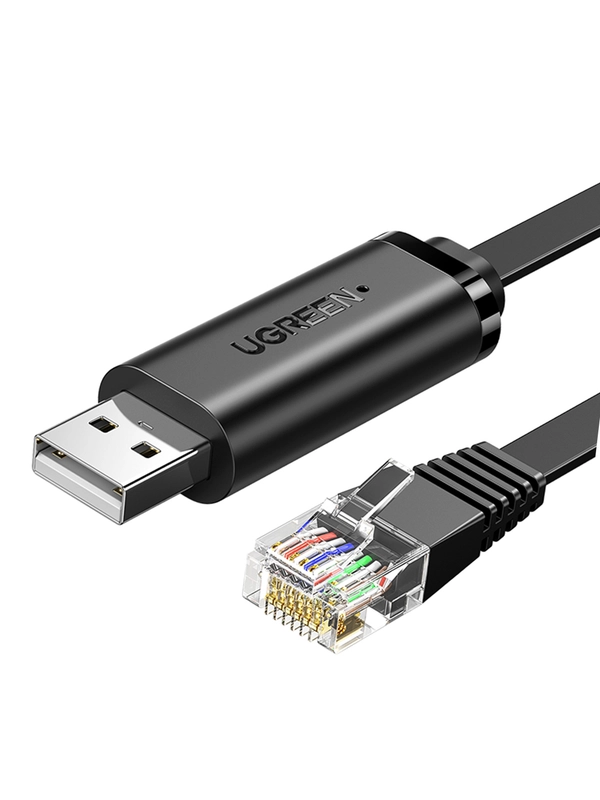 Кабель UGREEN CM204 (60813) USB-A to RJ45 Console Cable. Длина: 3м Цвет: черный