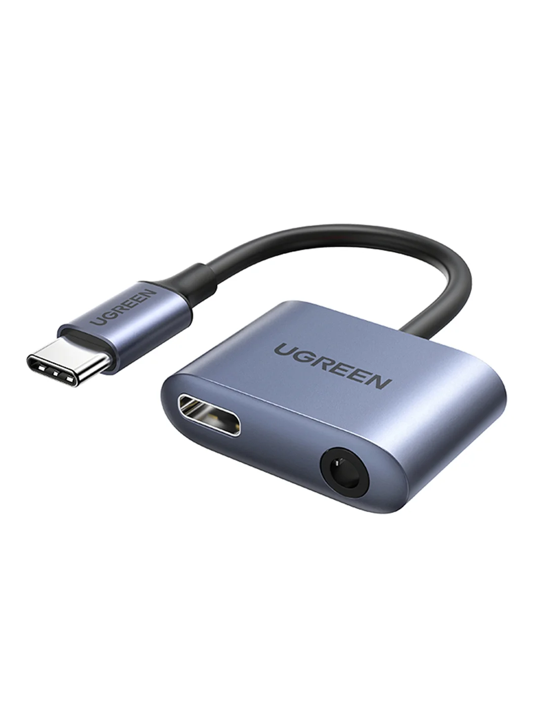 Серый адаптер UGREEN CM231 (60164) USB-C to 3.5mm Audio Adapter with PD. Цвет: серый