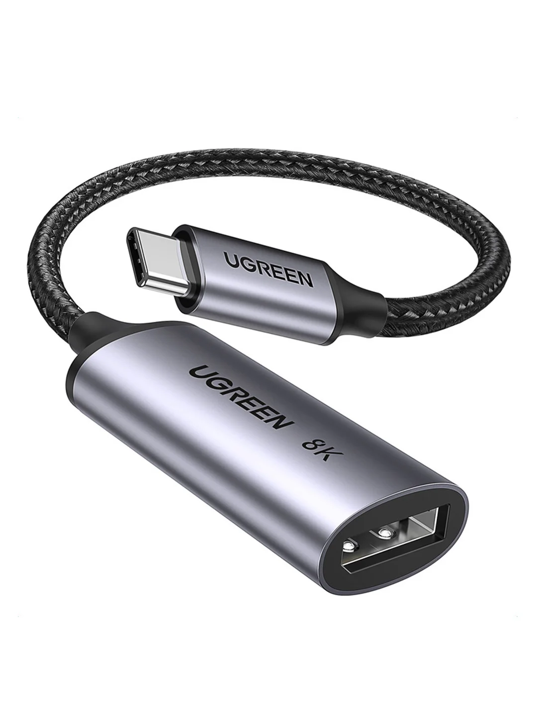 Серый адаптер UGREEN CM654 (15575) USB-C to DisplayPort 8K@60Hz 10cm Adpter. Длина: 10см.