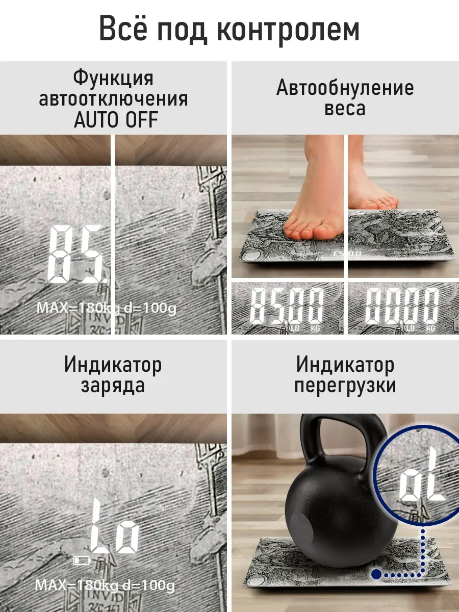 Белый умные диагностические весы с LED дисплеем STINGRAY ST-SC5002B Битва морских