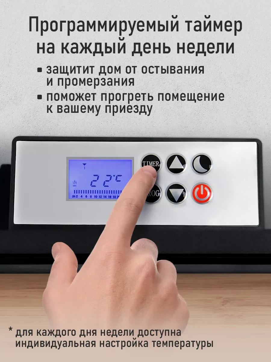 Черный конвекторный обогреватель STINGRAY ST-CH1028A настенный/ с LED дисплеем/ 1000 Вт
