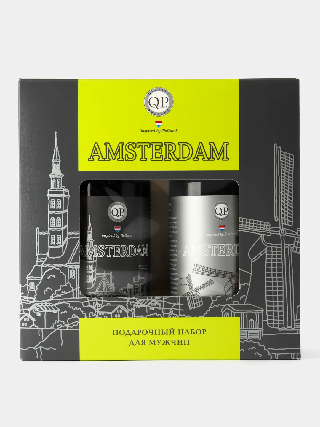 Q.P. Мужской подарочный набор косметики 1420 AMSTERDAM (Шам./вол.320мл+Гел/душ320мл)