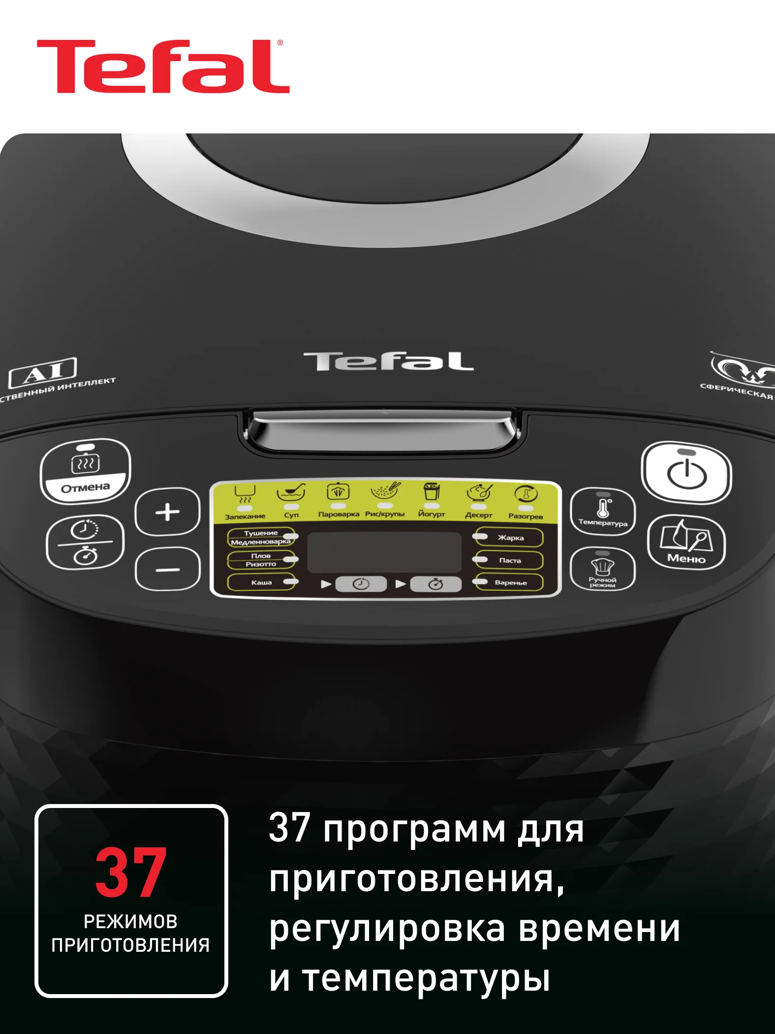Черный мультиварка Tefal RK745832 со сферической чашей