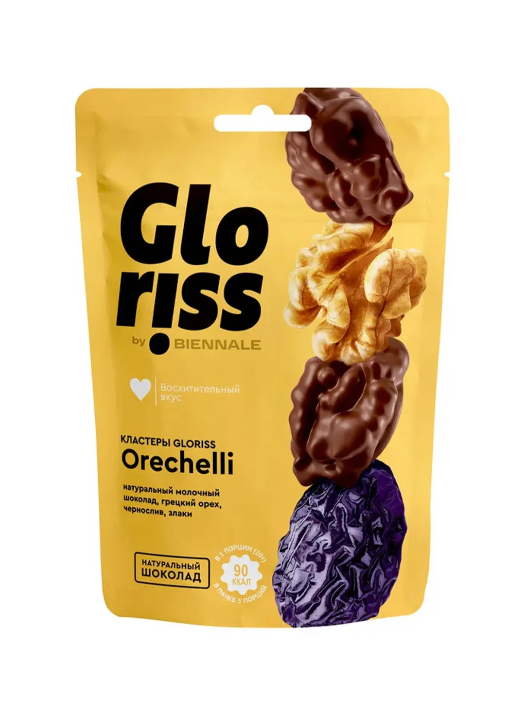 Конфеты глазированные Gloriss by Biennale, орех в шоколаде, 100 г/160 г/180 г