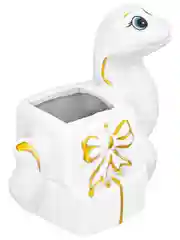 Вазочка п/зубочистки 6,8х4,8х8 см Elan Gallery Змейка  белая с золотом, символ года