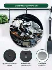 Черный весы для кухни со встроенным термометром MARTA MT-1635 черно-белый мрамор