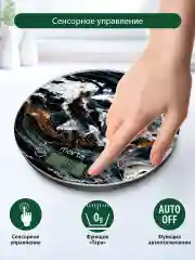 Черный весы для кухни со встроенным термометром MARTA MT-1635 черно-белый мрамор