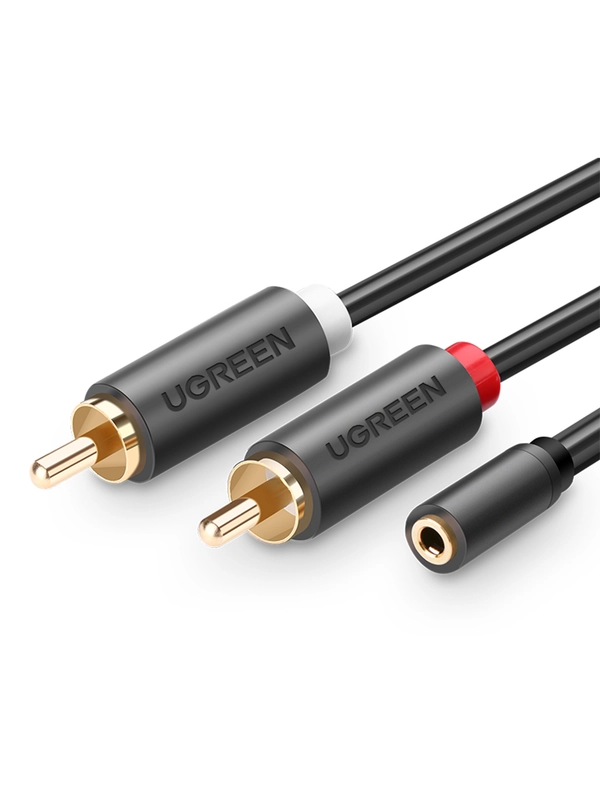 Аудиокабель UGREEN AV102 (10561) 3.5mm Female to 2 RCA Male Audio Cable. Длина: 0,25м.
