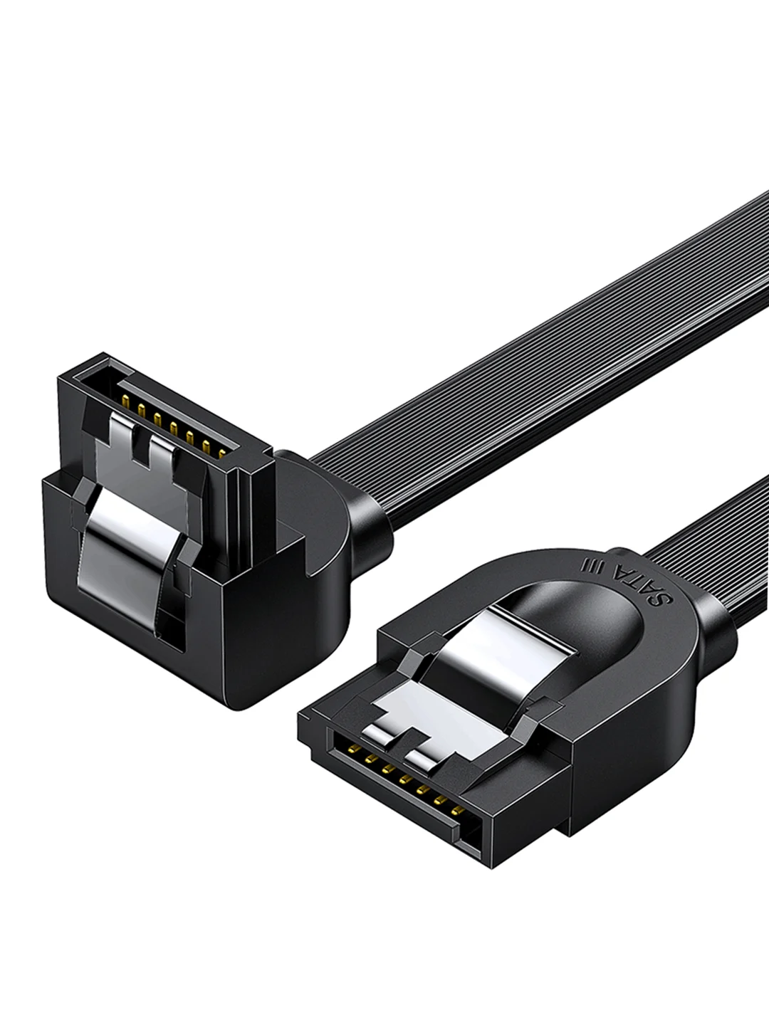 Черный кабель угловой UGREEN US217 (30797) SATA 3 Data Cable 90° угол. Длина: 0,5 м. Цвет: черный