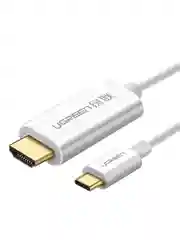 Белый кабель UGREEN MM121 (30841) USB Type C to HDMI Cable Male to Male ABS Case. Длина 1,5 м.