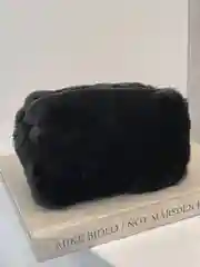 Черный косметичка меховая, плюшевая, большая, дорожная, объемная