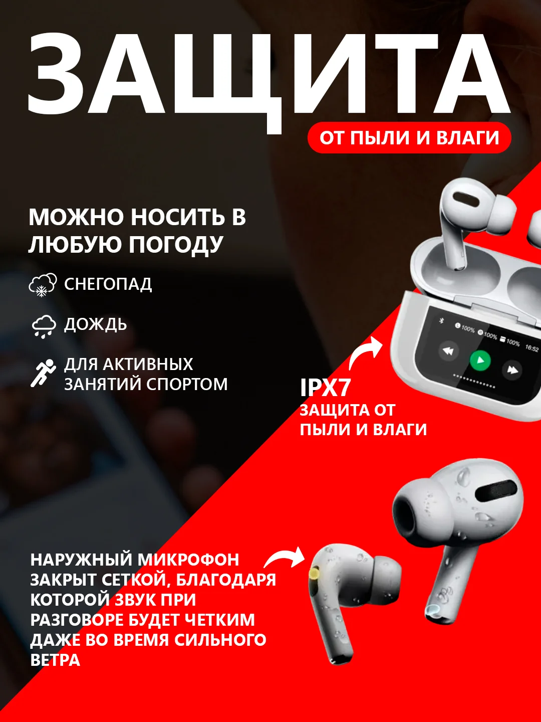 Белый беспроводные наушники HOCO EW72 с дисплеем, анимацией и шумоподавлением ANC IPhone / TWS