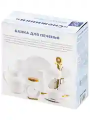 Банка для печенья 900 мл 19,5х19,5х10 см Elan Gallery Снежинки, с деревянной крышкой