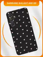 Розовый чехол на Samsung Galaxy A55 5G / Самсунг А55 5G черный, с принтом, защита камеры