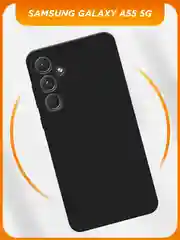Черный чехол на Samsung Galaxy A55 5G / Самсунг А55 5G черный, с принтом, защита камеры