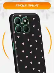 Розовый силиконовый чехол на Honor X8b / Хонор X8b черный, с принтом, защита камеры