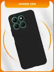 Черный силиконовый чехол на Honor X8b / Хонор X8b черный, с принтом, защита камеры
