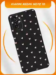 Розовый чехол на Xiaomi Redmi Note 10/10S/Poco M5s / Сяоми Редми Нот 10 черный, с принтом