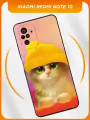 Желтый чехол на Xiaomi Redmi Note 10/10S/Poco M5s / Сяоми Редми Нот 10 черный, с принтом