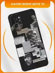 Тёмно-серый чехол на Xiaomi Redmi Note 10/10S/Poco M5s / Сяоми Редми Нот 10 черный, с принтом