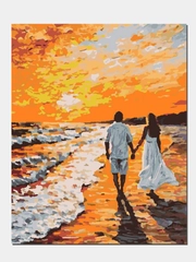 Картина по номерам, на холсте, на подрамнике, 40*50 см, "Закат, любовь, чувства, море"