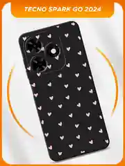Розовый чехол на Tecno Spark Go 2024/20C / Текно Спарк Го 2024/20C черный, с принтом