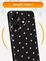 Розовый чехол на Tecno Spark Go 2024/20C / Текно Спарк Го 2024/20C черный, с принтом