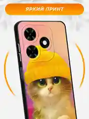 Желтый чехол на Tecno Spark Go 2024/20C / Текно Спарк Го 2024/20C черный, с принтом