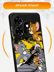 Серый чехол на Tecno Spark Go 2024/20C / Текно Спарк Го 2024/20C черный, с принтом