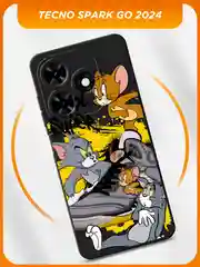 Серый чехол на Tecno Spark Go 2024/20C / Текно Спарк Го 2024/20C черный, с принтом