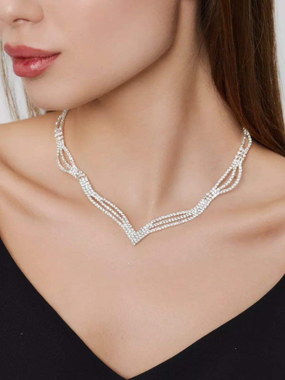 Серебряный комплект украшений колье, браслет и серьги, 3 в 1 набор украшений
