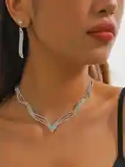 Серебряный комплект украшений колье, браслет и серьги, 3 в 1 набор украшений