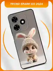 Бежевый чехол на Tecno Spark Go 2024/20C / Текно Спарк Го 2024/20C черный, с принтом