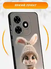 Бежевый чехол на Tecno Spark Go 2024/20C / Текно Спарк Го 2024/20C черный, с принтом