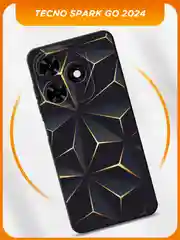 Золотой чехол на Tecno Spark Go 2024/20C / Текно Спарк Го 2024/20C черный, с принтом
